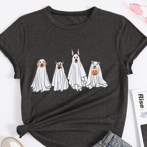 Halloween Funny Dog Print T-shirt, Dog Lover Gift Tee